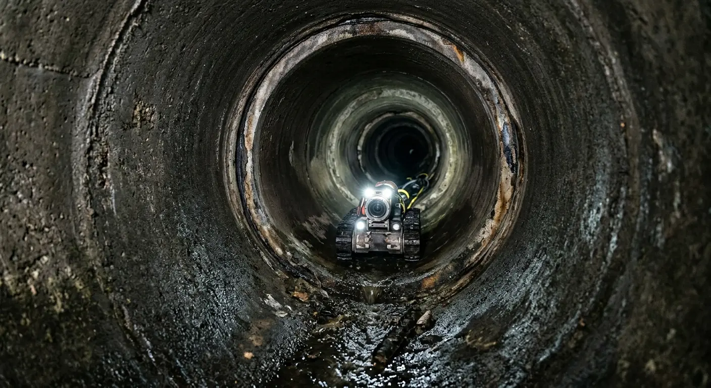Robotic sewer camera inspecting pipe interior for Sewer Line Repair in Duryea